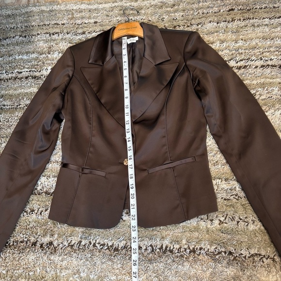 Cache Satin Blazer Jacket brown size 6 - Picture 11 of 11